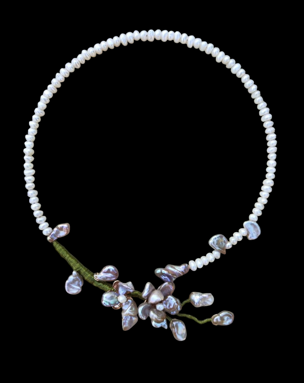 Stunning freshwater pearls flowers necklace